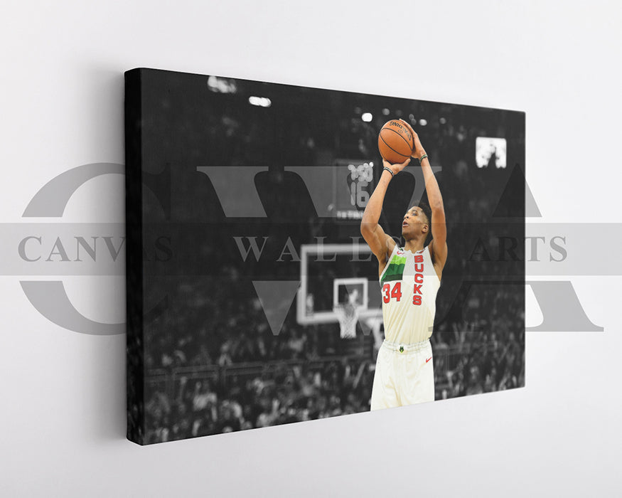 Giannis Antetokounmpo Black & White Canvas Art Basketball Canvas Wall Art