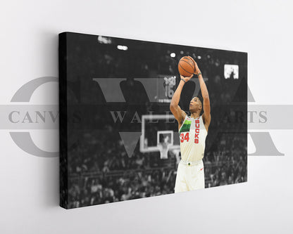 Giannis Antetokounmpo Black & White Canvas Art Basketball Canvas Wall Art