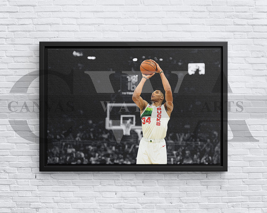 Giannis Antetokounmpo Black & White Canvas Art Basketball Canvas Wall Art