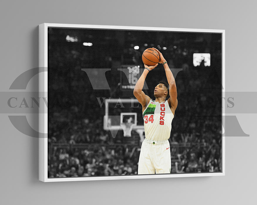 Giannis Antetokounmpo Black & White Canvas Art Basketball Canvas Wall Art