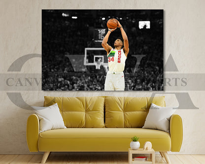Giannis Antetokounmpo Black & White Canvas Art Basketball Canvas Wall Art