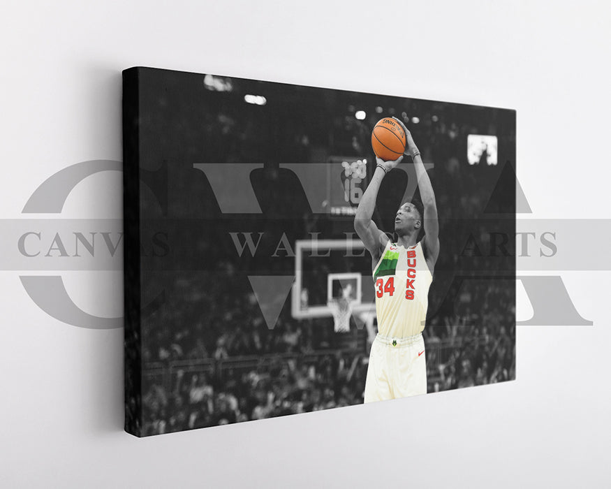 Giannis Antetokounmpo Black & White Canvas Art Basketball Canvas Wall Art