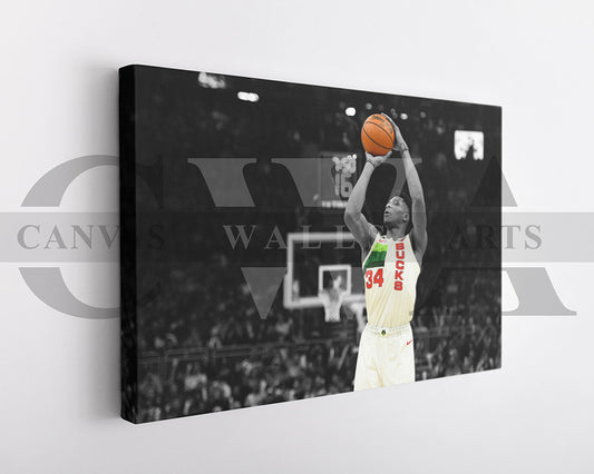 Giannis Antetokounmpo Black & White Canvas Art Basketball Canvas Wall Art