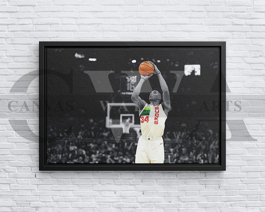Giannis Antetokounmpo Black & White Canvas Art Basketball Canvas Wall Art