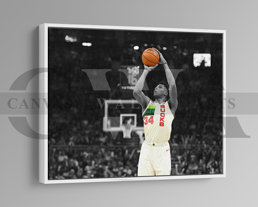 Giannis Antetokounmpo Black & White Canvas Art Basketball Canvas Wall Art
