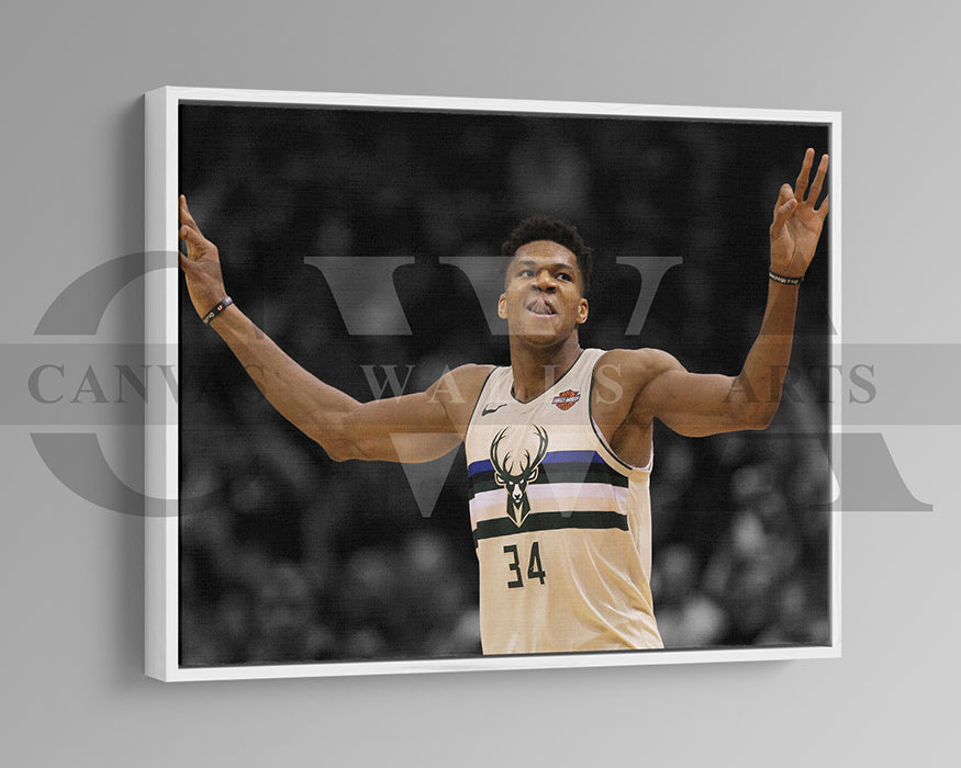 Giannis Antetokounmpo Black & White Canvas Art Basketball Canvas Wall Art