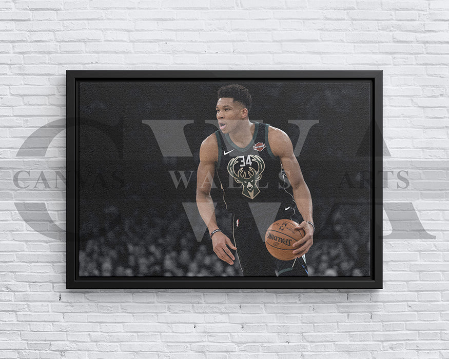 Giannis Antetokounmpo Black & White Canvas Art Basketball Canvas Wall Art