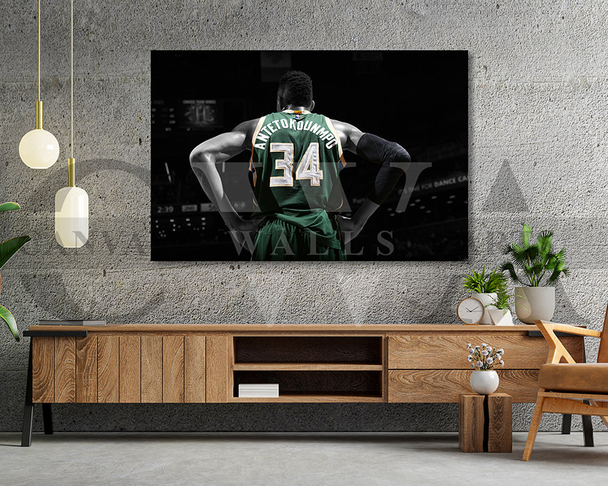 Giannis Antetokounmpo Black & White Canvas Art Basketball Canvas Wall Art