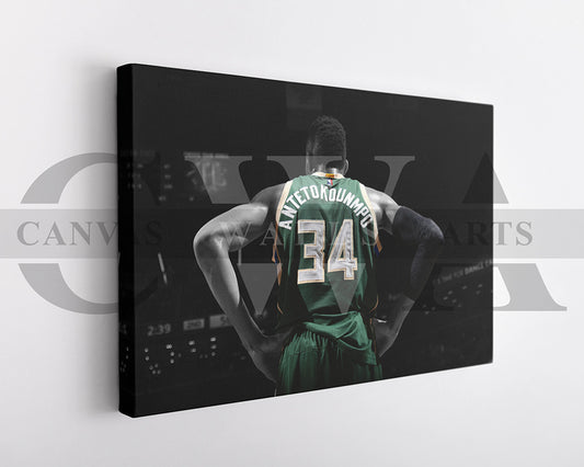 Giannis Antetokounmpo Black & White Canvas Art Basketball Canvas Wall Art