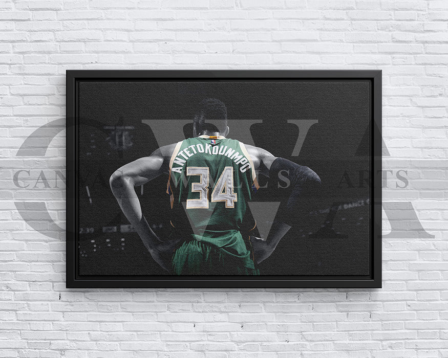 Giannis Antetokounmpo Black & White Canvas Art Basketball Canvas Wall Art