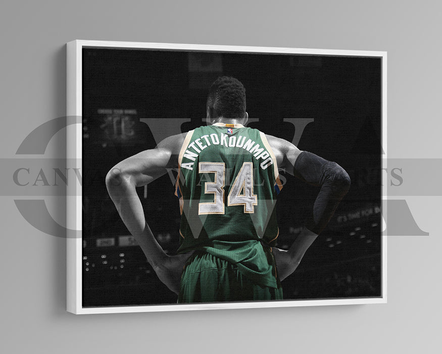 Giannis Antetokounmpo Black & White Canvas Art Basketball Canvas Wall Art