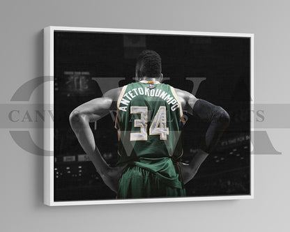 Giannis Antetokounmpo Black & White Canvas Art Basketball Canvas Wall Art