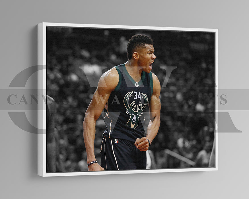 Giannis Antetokounmpo Black & White Canvas Art Basketball Canvas Wall Art