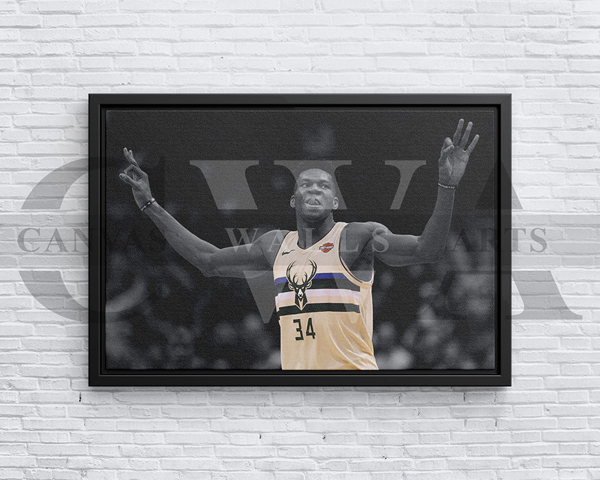 Giannis Antetokounmpo Black & White Canvas Art Basketball Canvas Wall Art