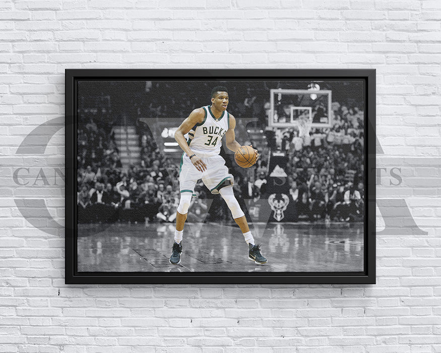 Giannis Antetokounmpo Black & White Canvas Art Basketball Canvas Wall Art