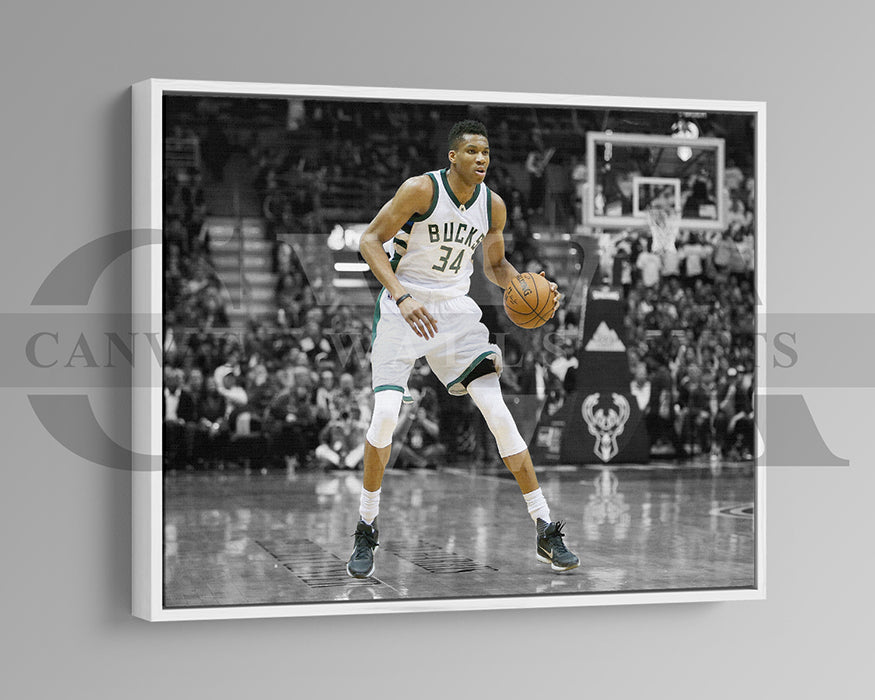 Giannis Antetokounmpo Black & White Canvas Art Basketball Canvas Wall Art