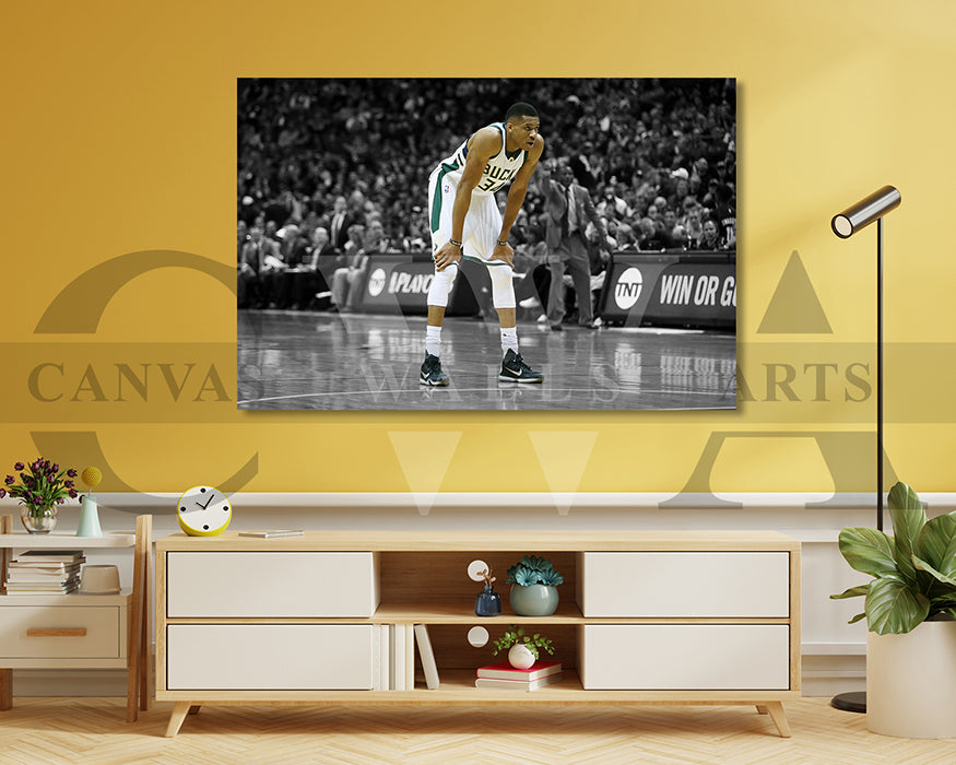 Giannis Antetokounmpo Black & White Canvas Art Basketball Canvas Wall Art