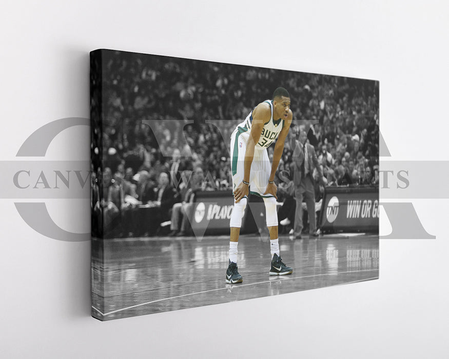 Giannis Antetokounmpo Black & White Canvas Art Basketball Canvas Wall Art
