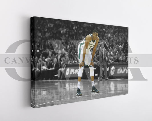 Giannis Antetokounmpo Black & White Canvas Art Basketball Canvas Wall Art