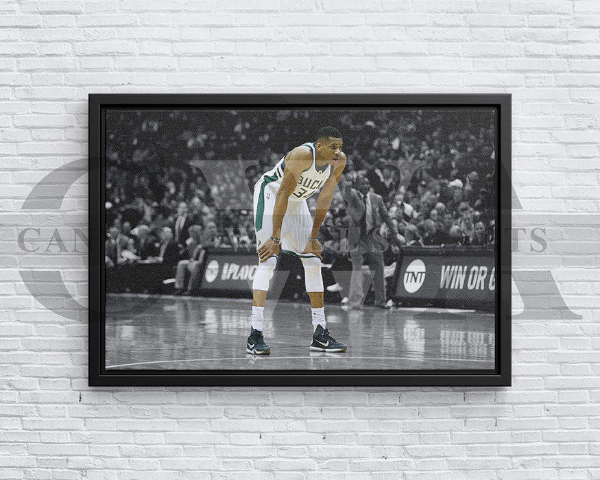 Giannis Antetokounmpo Black & White Canvas Art Basketball Canvas Wall Art