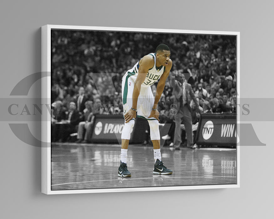 Giannis Antetokounmpo Black & White Canvas Art Basketball Canvas Wall Art