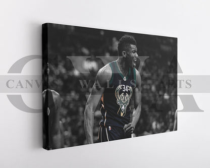 Giannis Antetokounmpo Black & White Canvas Art Basketball Canvas Wall Art