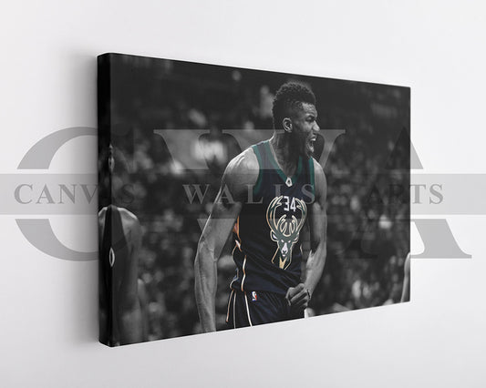 Giannis Antetokounmpo Black & White Canvas Art Basketball Canvas Wall Art