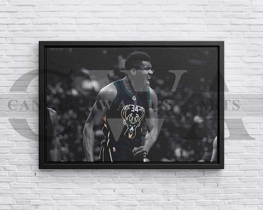 Giannis Antetokounmpo Black & White Canvas Art Basketball Canvas Wall Art