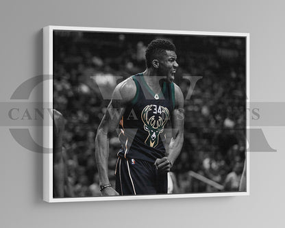 Giannis Antetokounmpo Black & White Canvas Art Basketball Canvas Wall Art