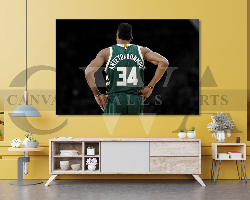 Giannis Antetokounmpo Black & White Canvas Art Basketball Canvas Wall Art