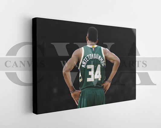 Giannis Antetokounmpo Black & White Canvas Art Basketball Canvas Wall Art