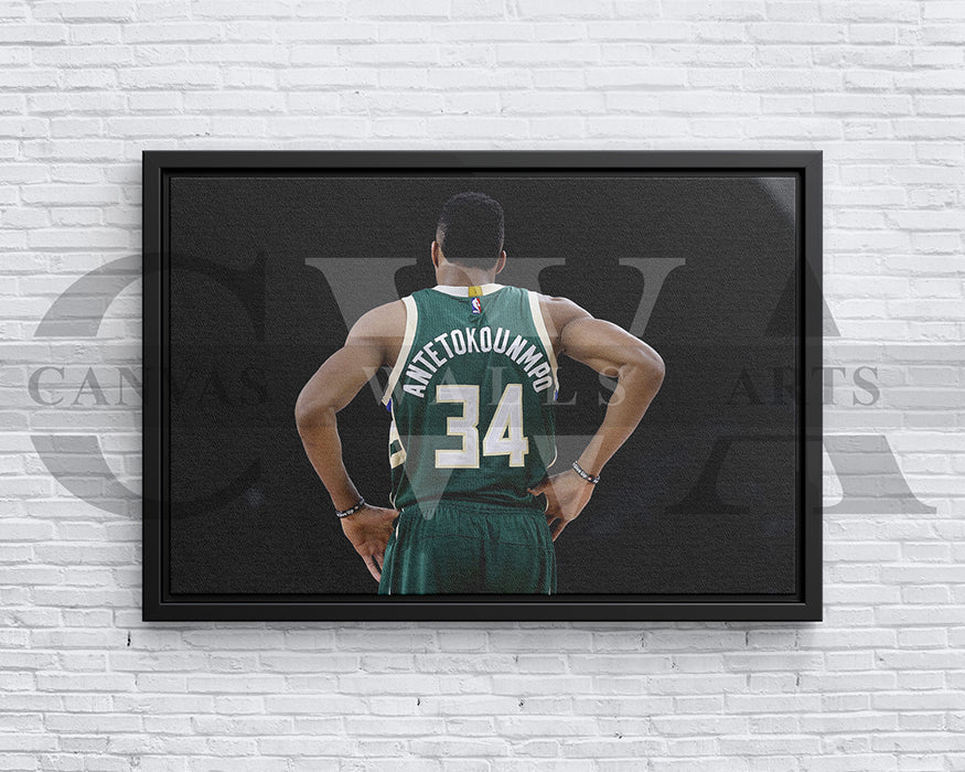 Giannis Antetokounmpo Black & White Canvas Art Basketball Canvas Wall Art