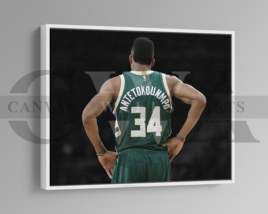 Giannis Antetokounmpo Black & White Canvas Art Basketball Canvas Wall Art