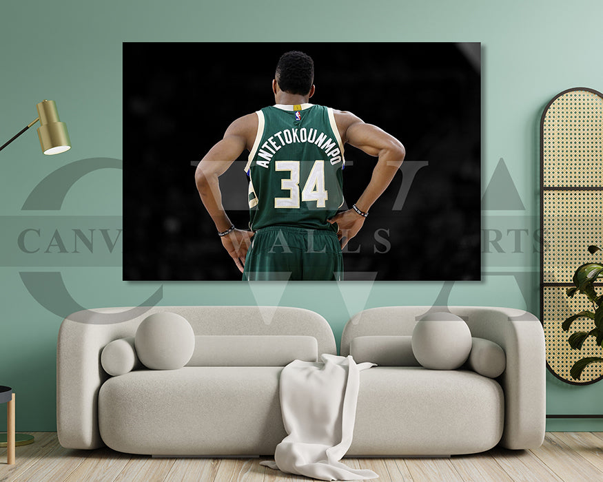 Giannis Antetokounmpo Black & White Canvas Art Basketball Canvas Wall Art