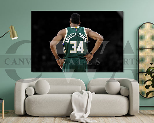 Giannis Antetokounmpo Black & White Canvas Art Basketball Canvas Wall Art