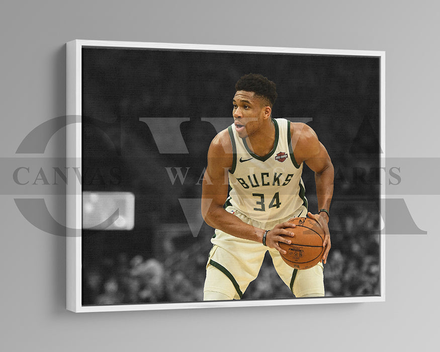Giannis Antetokounmpo Black & White Canvas Art Basketball Canvas Wall Art