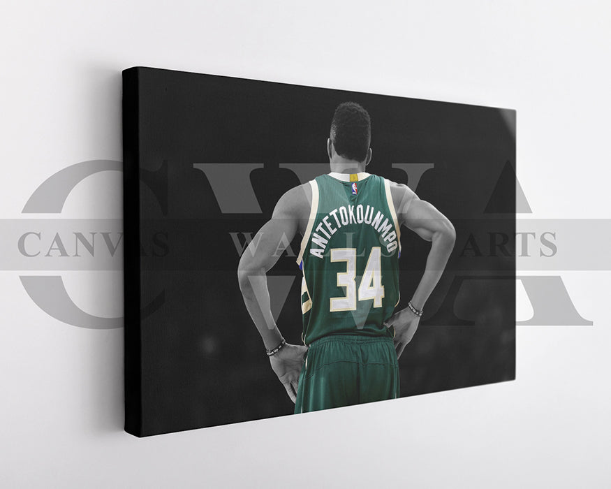 Giannis Antetokounmpo Black & White Canvas Art Basketball Canvas Wall Art