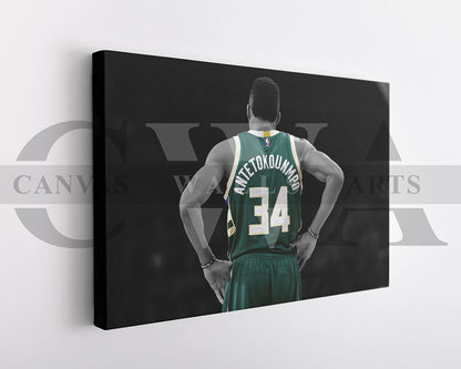 Giannis Antetokounmpo Black & White Canvas Art Basketball Canvas Wall Art