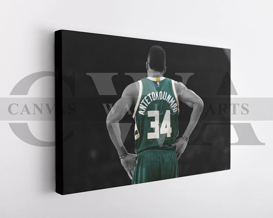 Giannis Antetokounmpo Black & White Canvas Art Basketball Canvas Wall Art