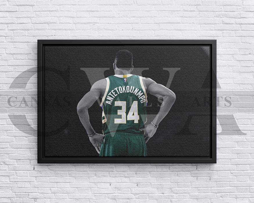 Giannis Antetokounmpo Black & White Canvas Art Basketball Canvas Wall Art