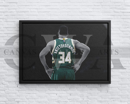 Giannis Antetokounmpo Black & White Canvas Art Basketball Canvas Wall Art