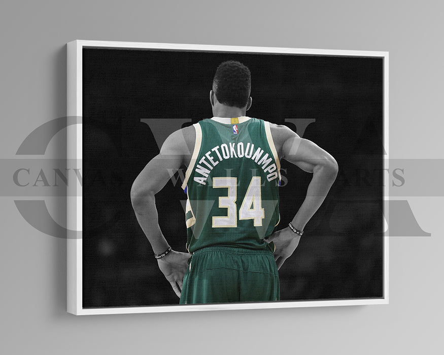 Giannis Antetokounmpo Black & White Canvas Art Basketball Canvas Wall Art