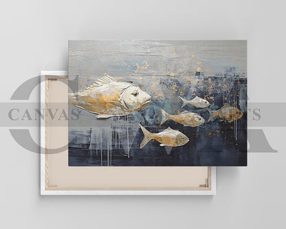Gold Fish Canvas Wall Art Animal Poster Print