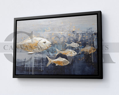 Gold Fish Canvas Wall Art Animal Poster Print