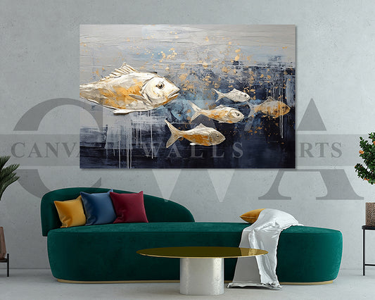 Gold Fish Canvas Wall Art Animal Poster Print