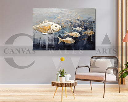 Gold Fish Canvas Wall Art Animal Poster Print