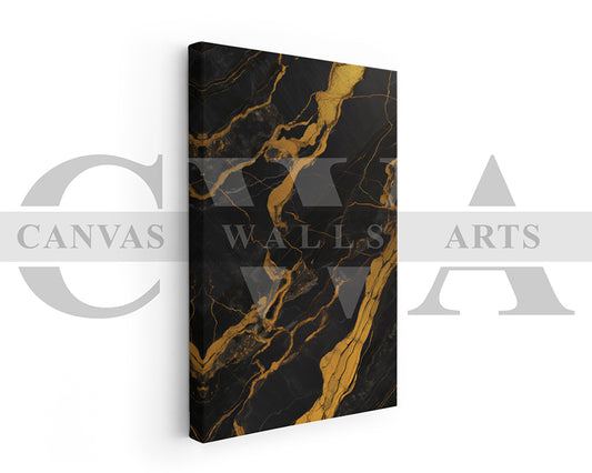 Gold and Black Abstract Marble Canvas Wall Art