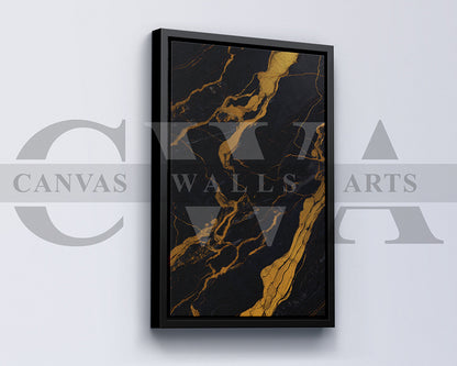 Gold and Black Abstract Marble Canvas Wall Art
