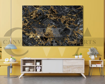 Gold and Black Marble Canvas Wall Art