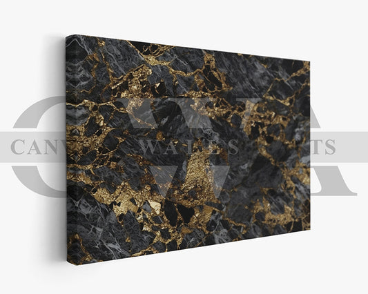 Gold and Black Marble Canvas Wall Art